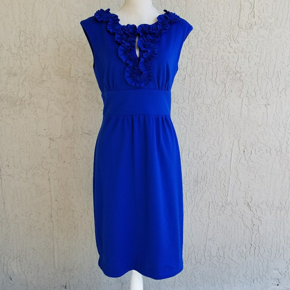 Blue Sheath Keyhole Dress